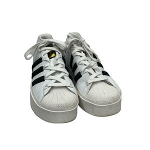 Adidas Womens White Black Leather Superstar Bonega Platform Sneaker Shoes 9.5